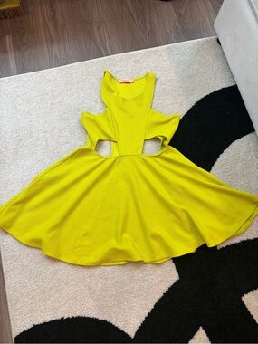 Oh My Love Neon Lime Cutout Fit & Flare Dress